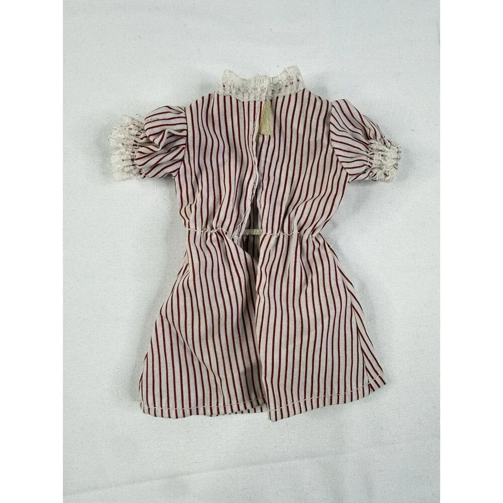 Small Striped Red Cotton Doll Dress 6”